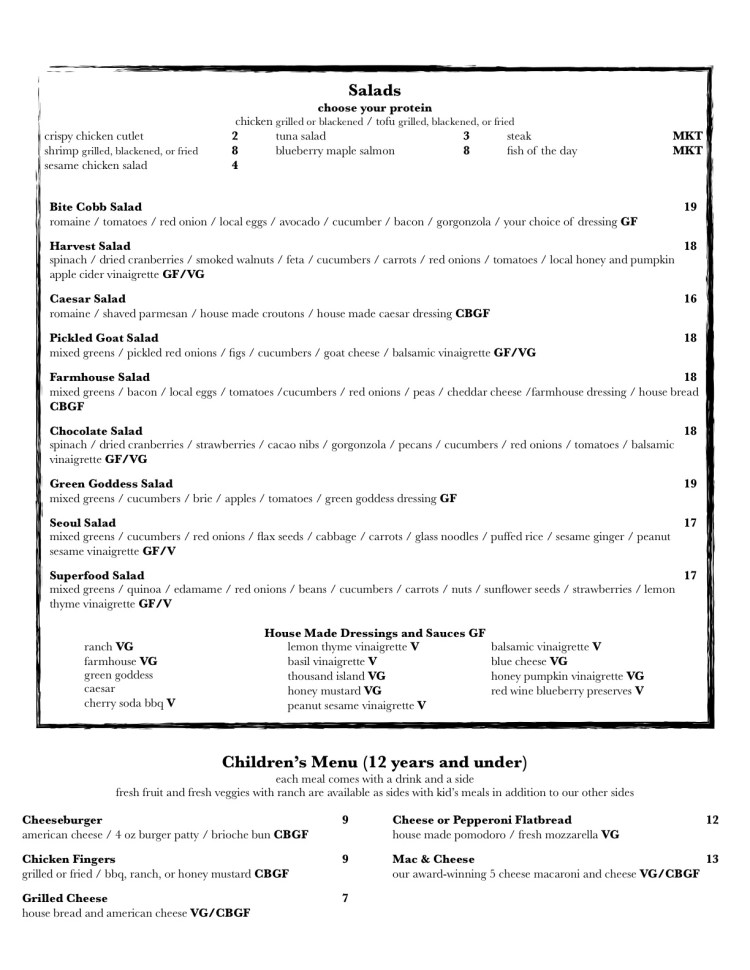 Menu – Bite Restaurant