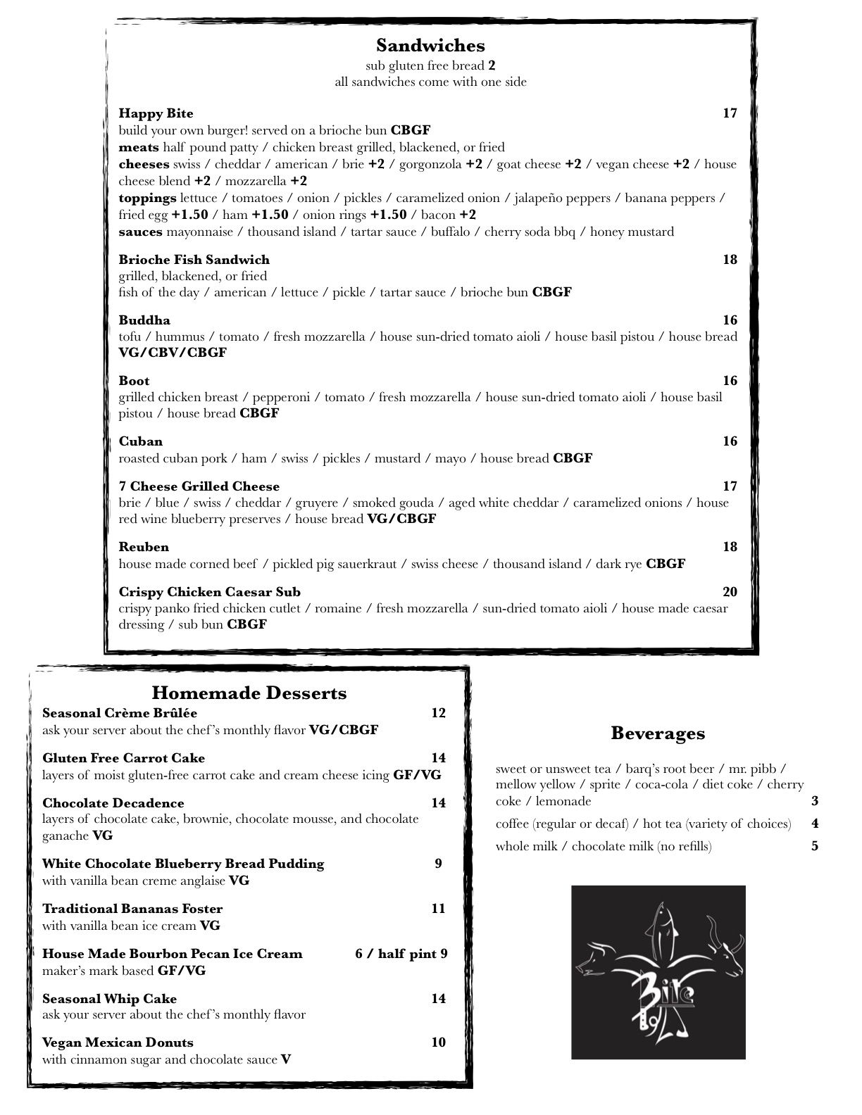 Menu – Bite Restaurant